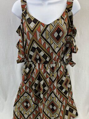 Ark & Co. Bohemian-Style Geometric Cold Shoulder Summer Dress - Size Small